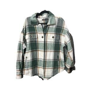 US Women Fall Plaid Flannel Jacket Long Sleeve Sz M